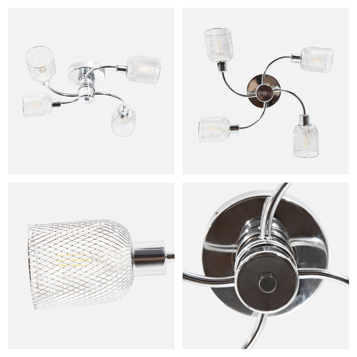 Lámpara Techo Cromo E14 60W 4 Luces