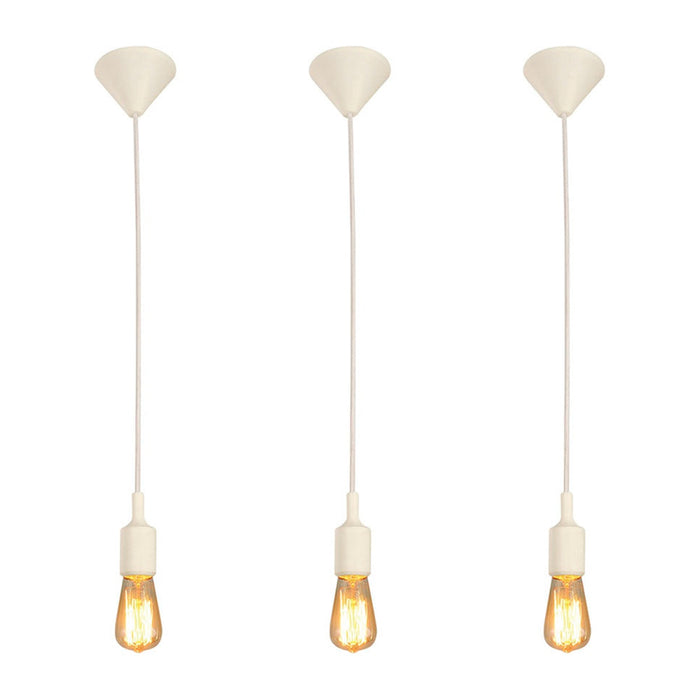 Kit 3 Lámpara Colgante Combo Foco Incluido Blanca E27 1 Luz