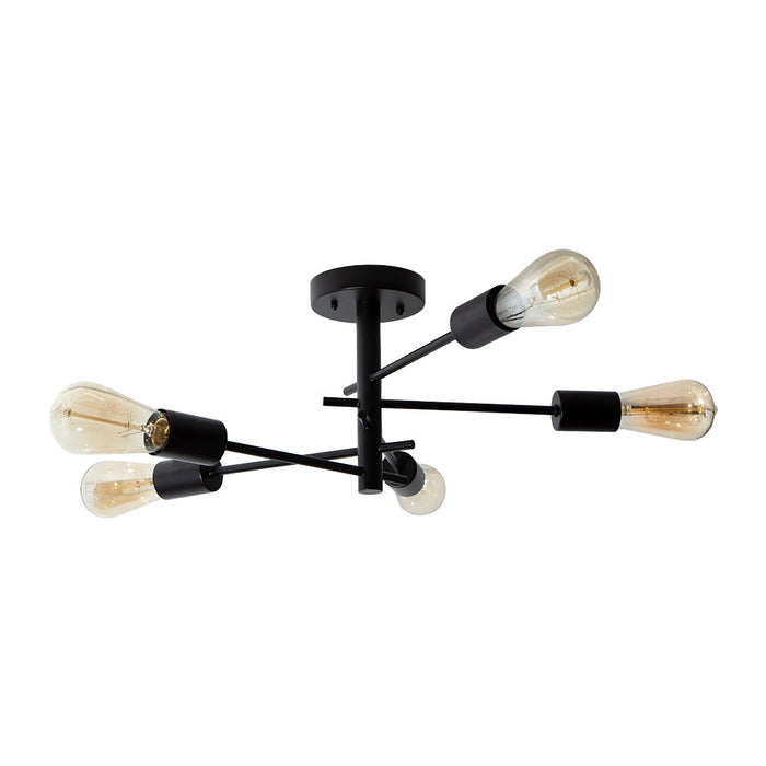 Lámpara de Techo Vintage Negro 40W E27 5 Luces