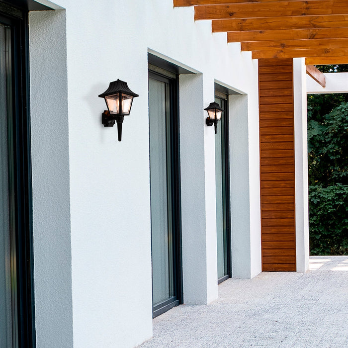 Lámpara de pared exterior, Negro 1L E27 40W 2 Piezas
