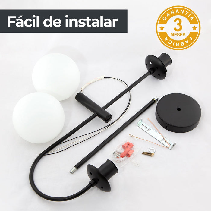 Lámpara Colgante Contemporary Clean Negro E27 40w 2 Luces