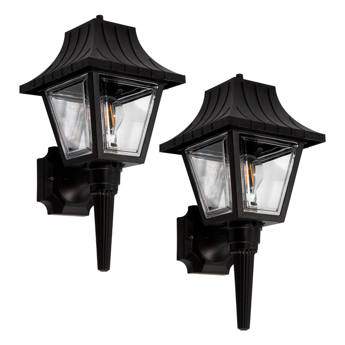 Lámpara de pared exterior, Negro 1L E27 40W 2 Piezas