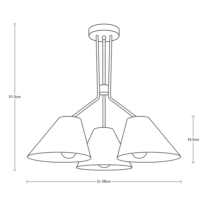Lámpara Colgante Dark Decor Negro E27 60w 3 Luces