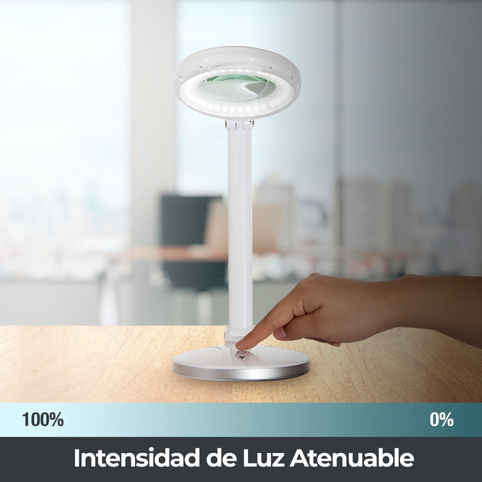 Lámpara de Escritorio Dimmiable Blanco Tipo Lupa