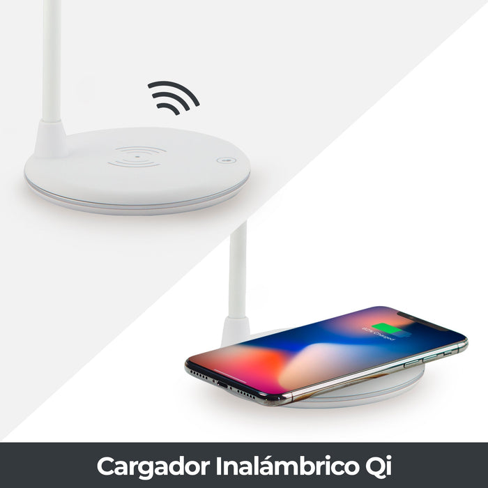 Lámpara de Escritorio LED, cargador Inalámbrico, Altavoz, Bluetooth, Regulable, Cambio de Color, 5w.