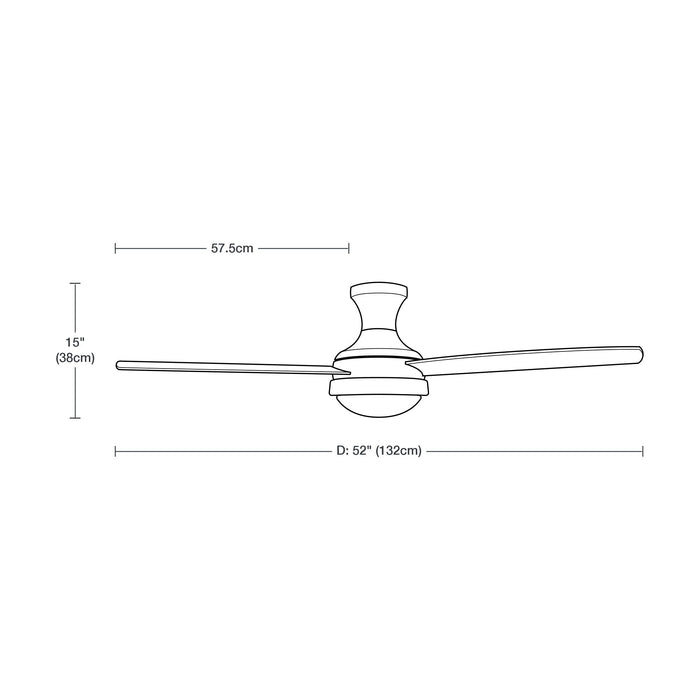 Ventilador LED De 52" 3 Aspas Con Control Remoto