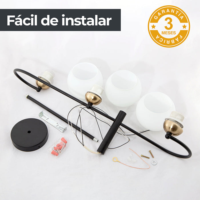 Lámpara Colgante Opulent Lights Negro Bronce E27 40w 3 Luces