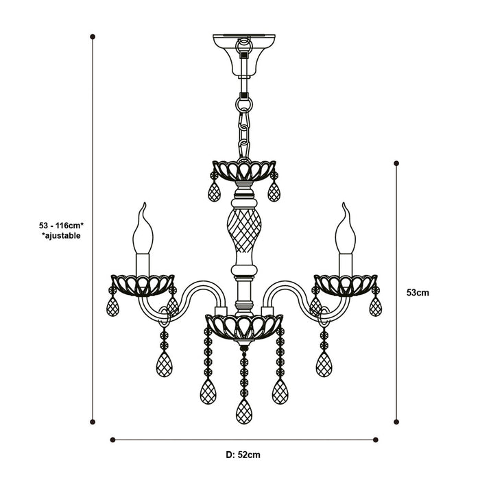 Lámpara Colgante, Plata, 3 Luces