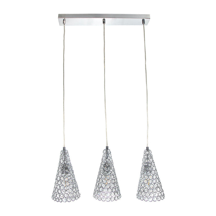 Lámpara Colgante Ike Lite de 40 W Color Cromo Transparente de 3 luces