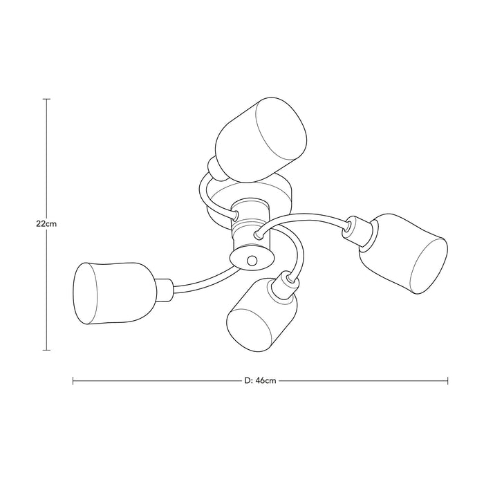 Lámpara Techo Cromo E14 60W 4 Luces