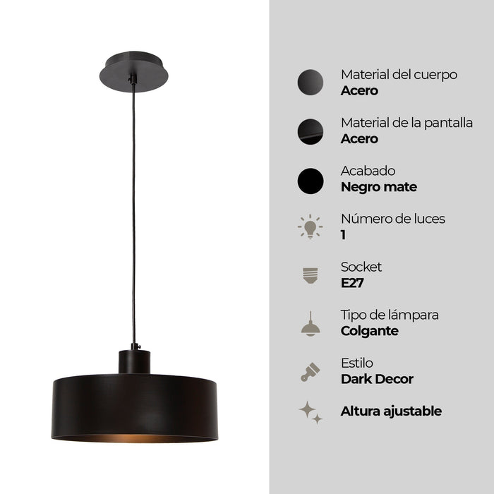 Lámpara Colgante Dark Decor E27 40w 1 Luz