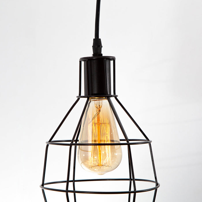 Kit 3 Lámpara Colgante Vintage Negra 60w E27 1 Luz