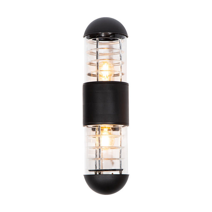 Aplique pared exterior, IP44, color negro, 10W, E27, 2 luces