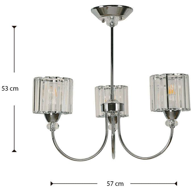 Lámpara Techo Cromo 3L E27 40W