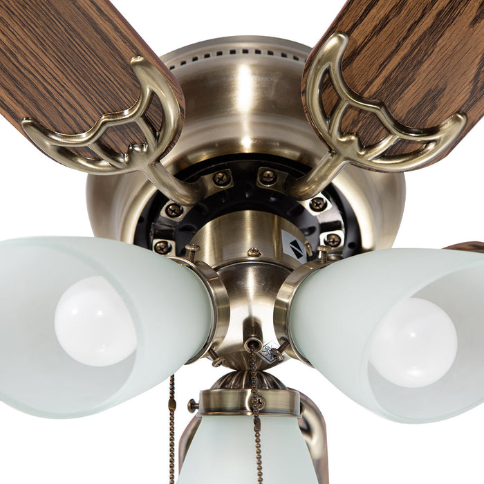 Ventilador Techo Flint 3 Luces 42" 5 Aspas, Control De Cadena