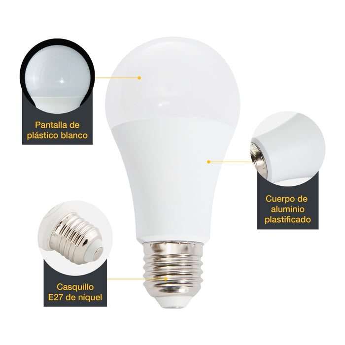 Foco LED A19 12W 6500K 16 Piezas