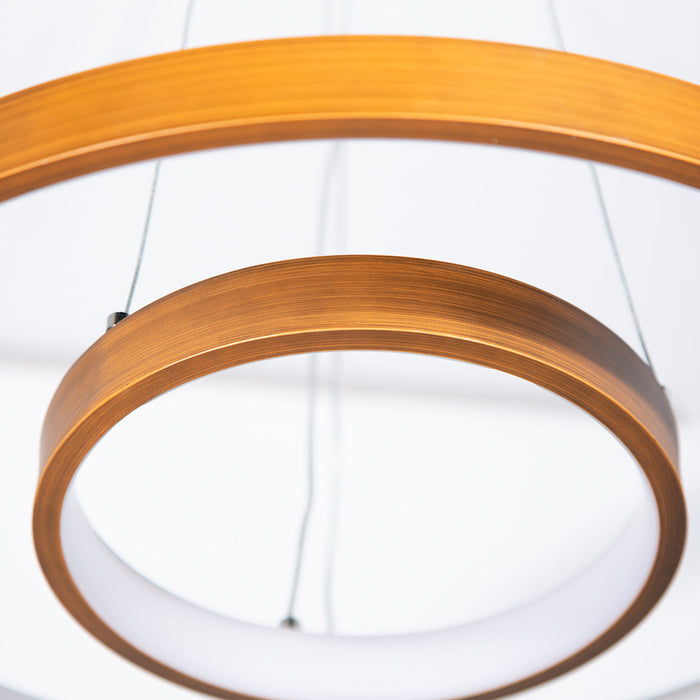 Lámpara Colgante LED, Acabado madera, Acero, 24W