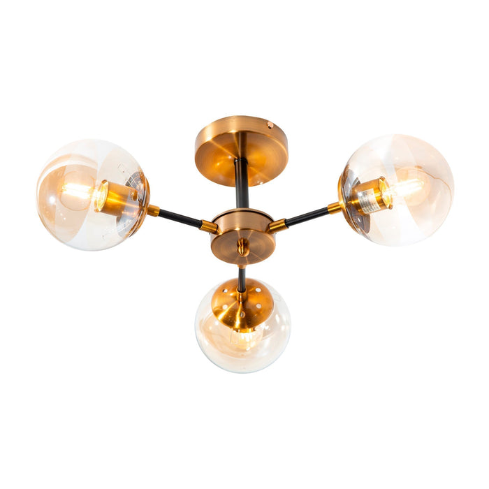 Lámpara de Techo Oro Satinado Ambar E27 40W 3 Luces