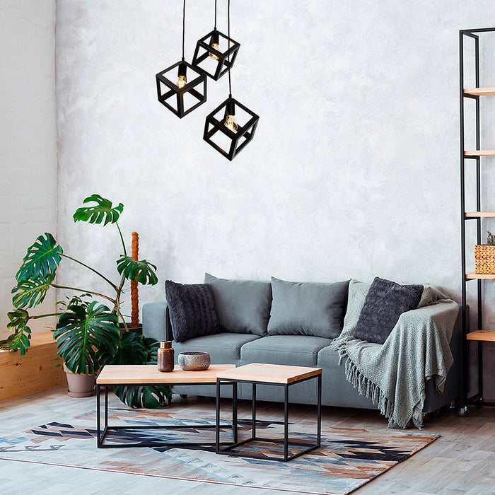 Lámpara Colgante Moderno Negro 40w E27 3 Luces