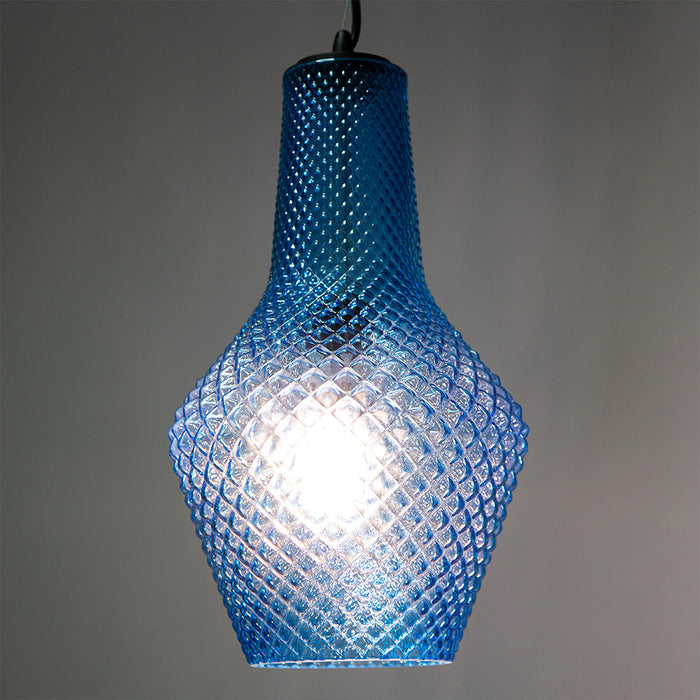 Kit 2 Lámpara Colgante Azul Turquesa E27 40w 1 Luz