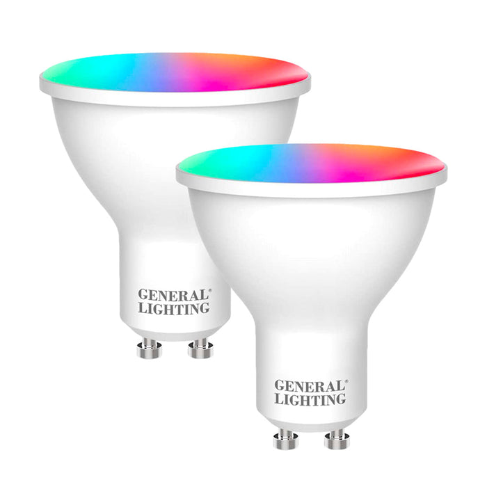 Foco Led Inteligente Wifi RGB Multicolor 5W GU10 set de 2 Piezas marca General Lighting