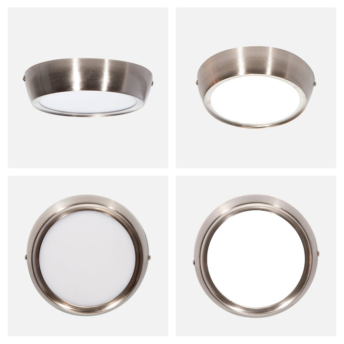 Lámpara de Techo Moderna Plafon Níquel Satinado LED Integrado 12W 6000K Luz Blanca
