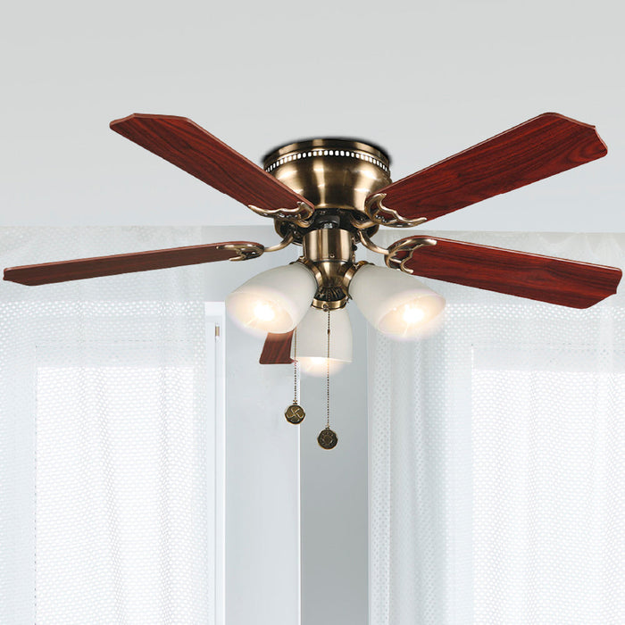 Ventilador Techo Flint 3 Luces 42" 5 Aspas, Control De Cadena
