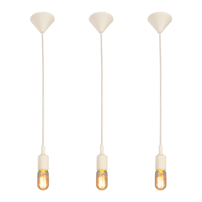 Kit 3 Lámpara Colgante Combo Foco Incluido Blanca E27 1 Luz