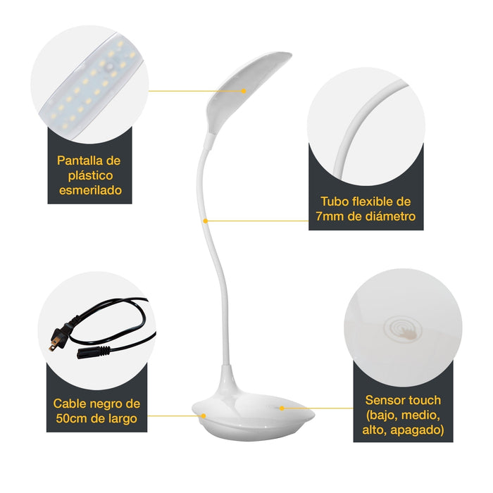 Lámpara Escritorio Recargable LED Luz Blanca 6000K