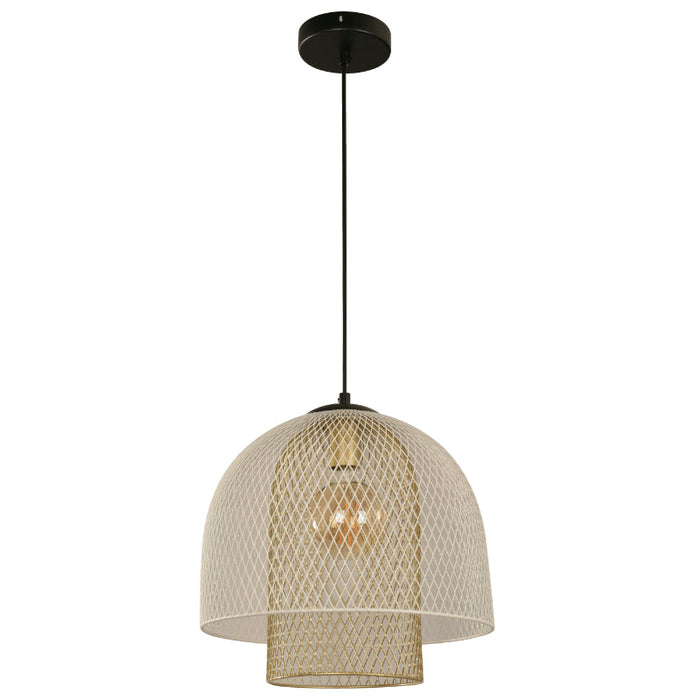 LAMP. COLGANTE NEGRO+DORADO 1L E27 60W