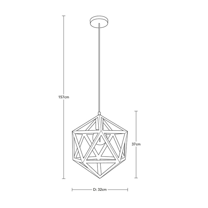 Lámpara Colgante Vintage  Hexágono Negro Mate E27 60w 1 Luz