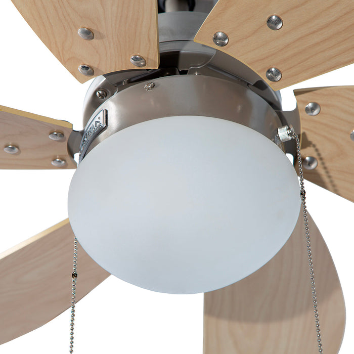 Ventilador Techo Artfan Níquel Cepillado 32" 1 Luz 60W E27