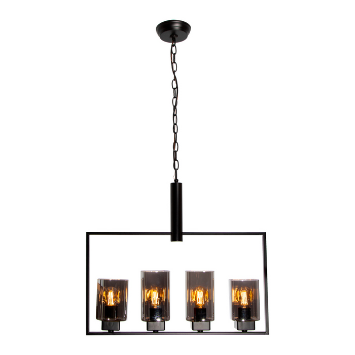 Lámpara Colgante Color Negro Mate 60 W de 4 Luces