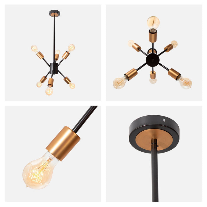 Lámpara Colgante Negro y Bronce 6 Luces  E27 40w