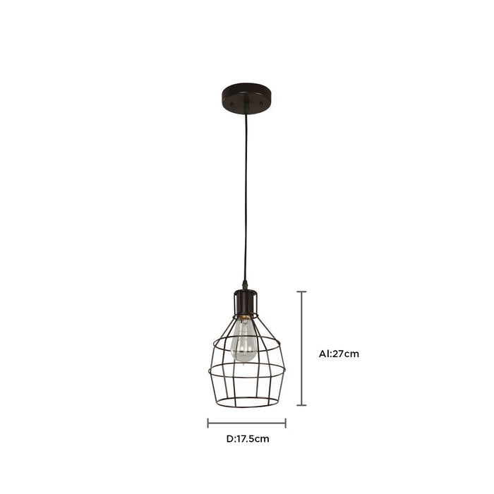 Lámpara Colgante Inlite Vintage Color Chocolate de 1 Luz