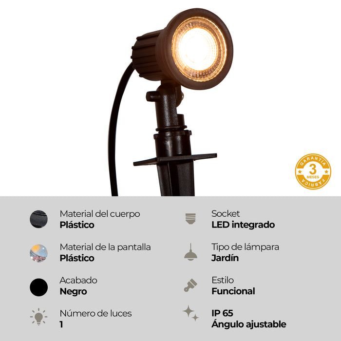 Estaca reflectora LED, negro, 5W, 2 Piezas
