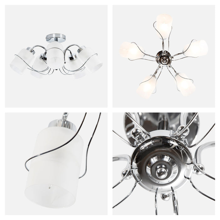 Lámpara Techo Cromo Vidrio Claro Modern Luxe E27 40W 5 Luces