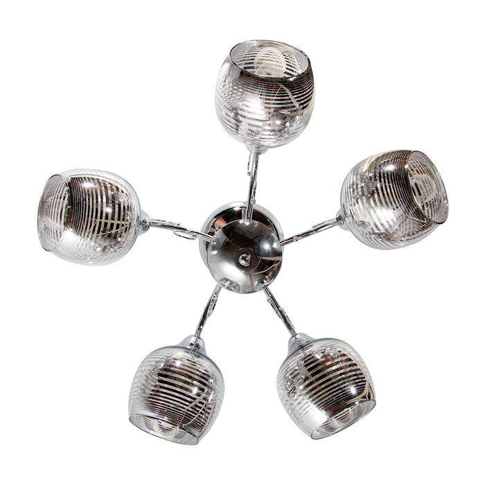 Lámpara Techo Cromo E27 40W 5 Luces