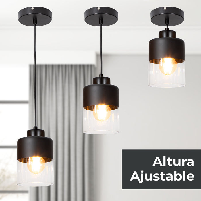 Lámpara colgante, acabado negro mate, 1 luz E27, 40W
