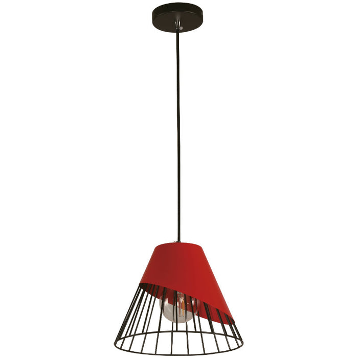 LAMP. COLGANTE ROJO 1L E27 60W