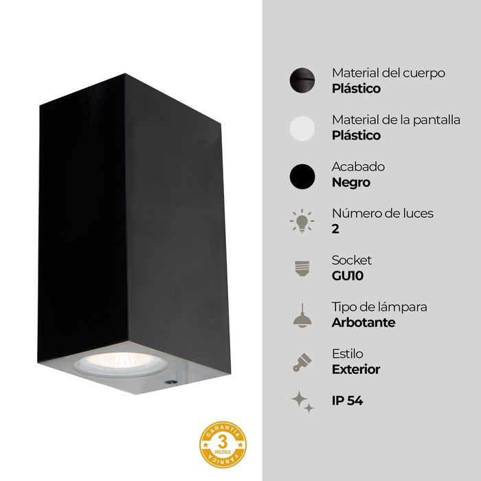 Lámpara de Pared Exterior 2 Luces Moderna GU10 5W IP54