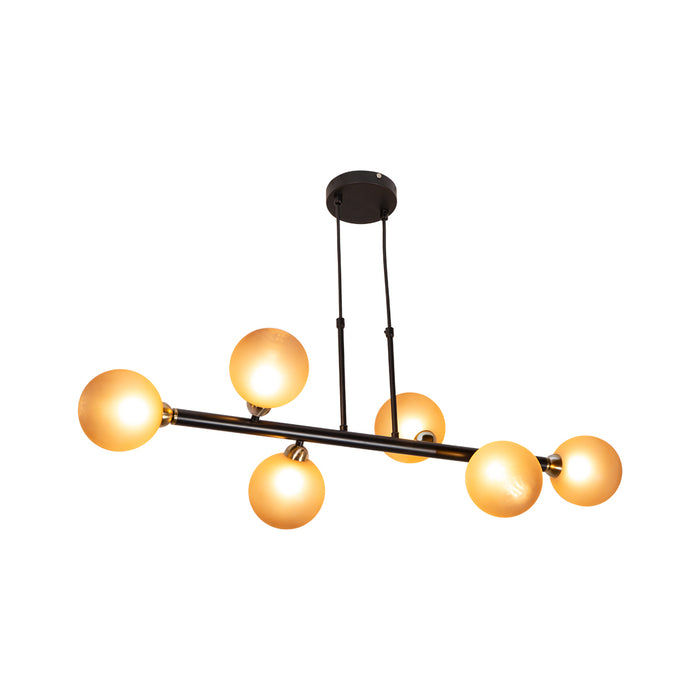 Lámpara colgante negro mate y latón satinado, 6 luces, G9 5W