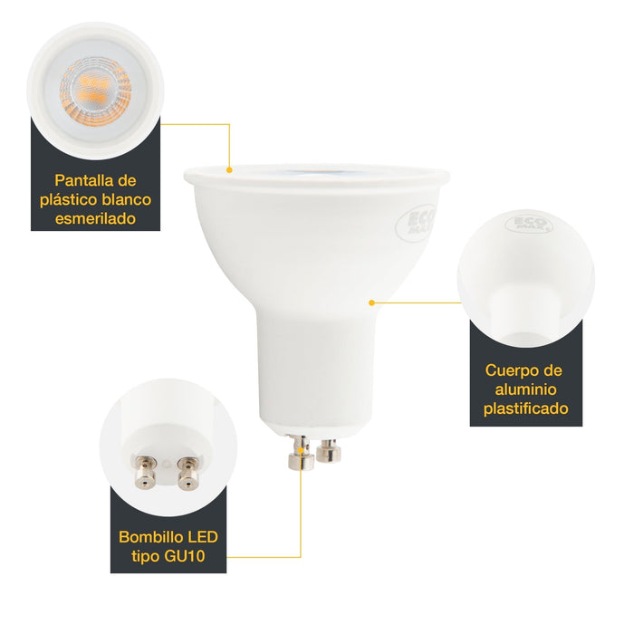 Foco LED Integrado 5w Luz Amarilla 2700k Socket GU10 3 set