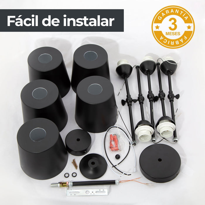 Lámpara de Techo Negro Mate Dark Decor E27 40W 5 Luces