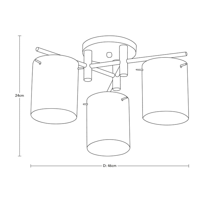 Lámpara De Techo Níquel Satinado 60w E27 3 Luces