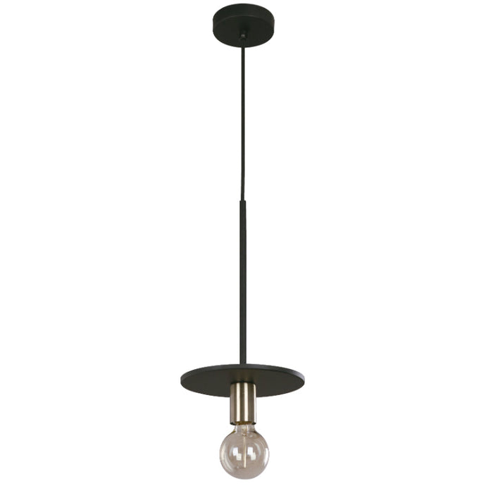 LAMP. COLGANTE NEGRO Y BRONCE ANTIGUO 1L E27 60W