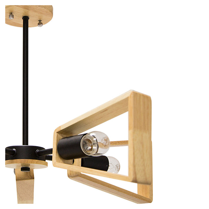 Lámpara Colgante Artistica de Madera Color Negro de 5 Luces