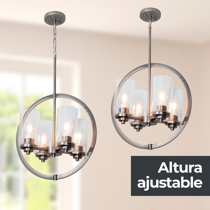 Lámpara Colgante Niquel Satinado 4 Luces  E27 60w