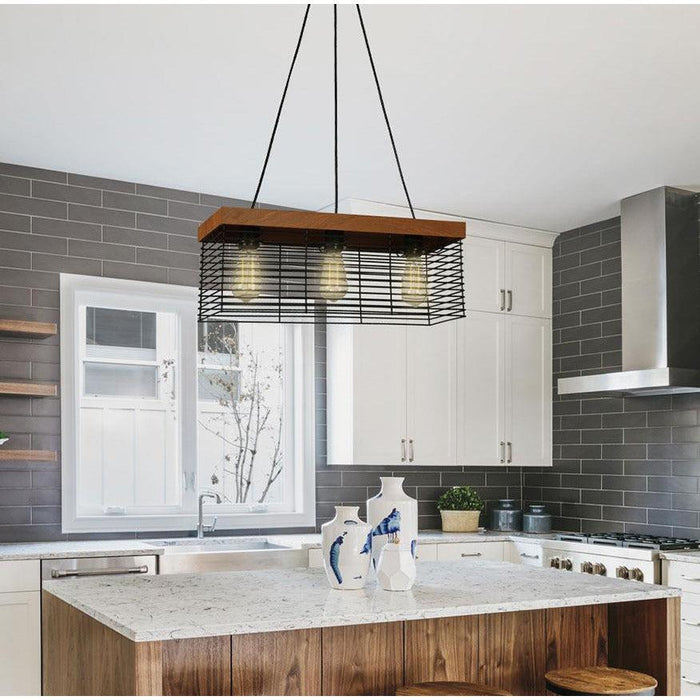 Lámpara Colgante Negro 3L E26 60W