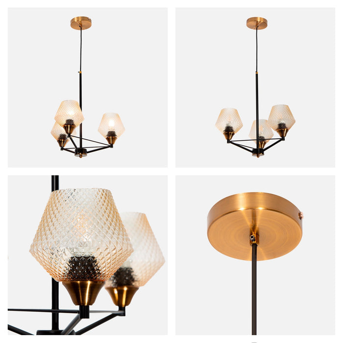 Lámpara Colgante Bronce Dorado 60w E27 3 Luces